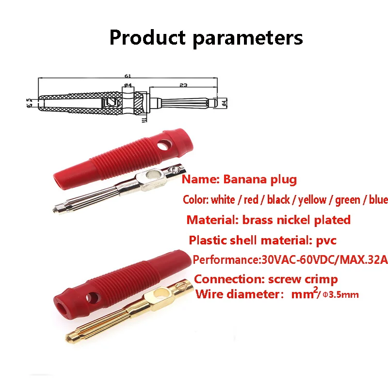 Разъем 4 мм разъем типа &quotбанан&quot вилка медная Сварка Бесплатная Штабелируемая