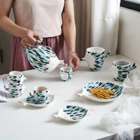 ceramic tea pot coffee cup fish porcelain mug bone china teaware fruit juice kettle water jug drinkware home kitchen supplies
