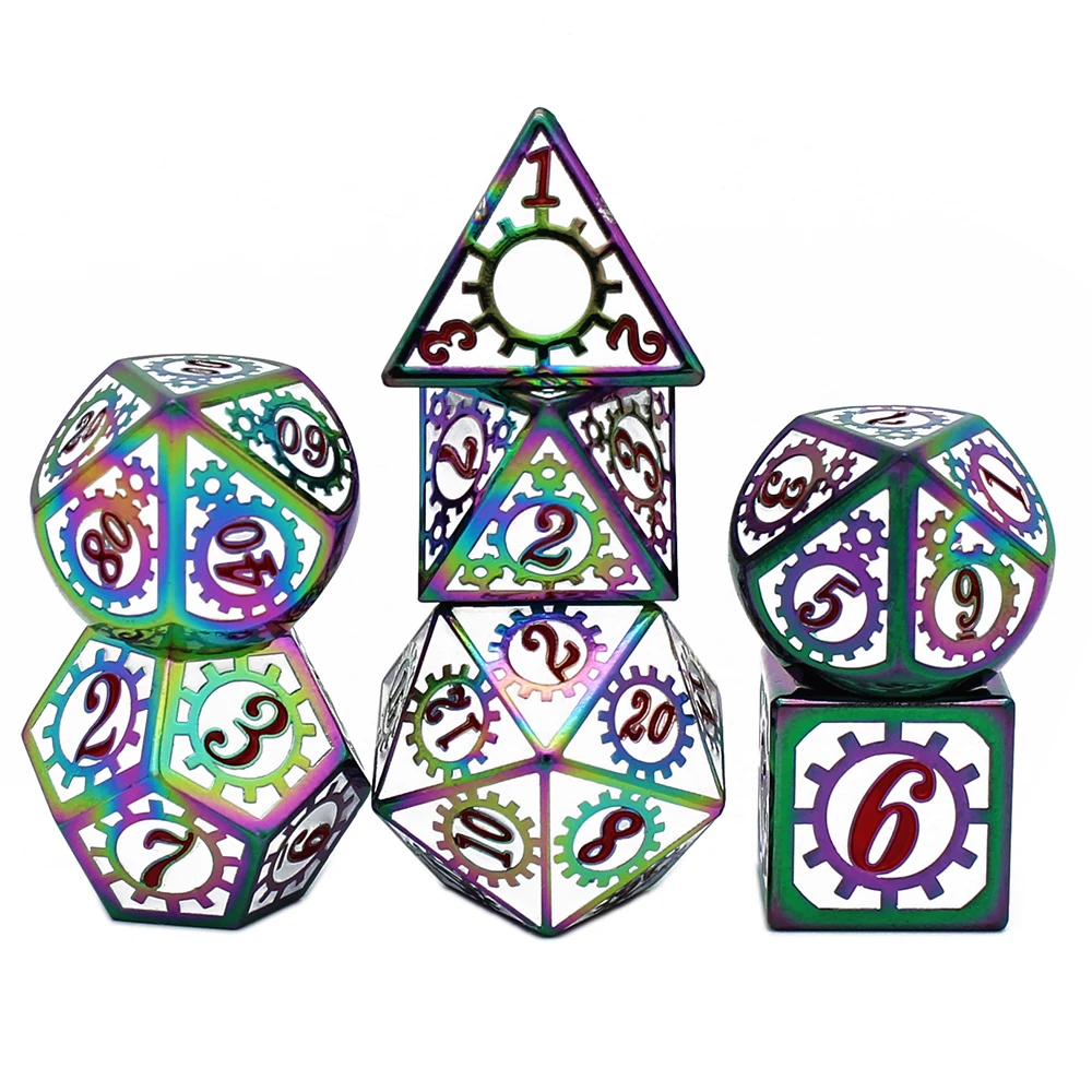 Цинковый сплав металлические кости многогранные 7 шт. D20 D12 D10 D8 D6 D4 для Dice DND RPG MTG