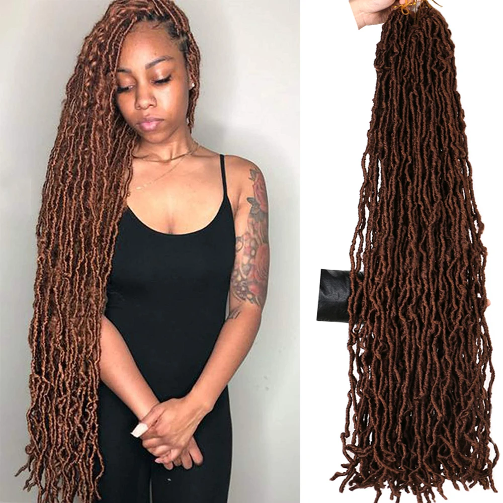 

18 24 36 Inch 1 - 7 Packs New Soft Locs Crochet Hair for Natural Butterfly Style Crochet Braids 30# Black Curly Hair Extensions