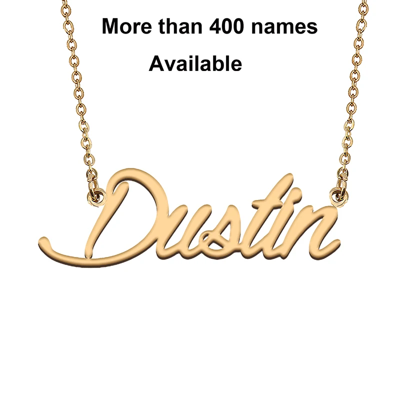 

Cursive Initial Letters Name Necklace for Dustin Birthday Party Christmas New Year Graduation Wedding Valentine Day Gift