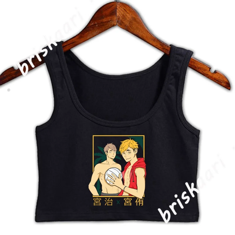 

Мия Atsumu Ft Мия Осаму укороченный топ S-XXL, летние платья для девочек, проектирование Винтаж интересные рисунки на бретелях женский жилет