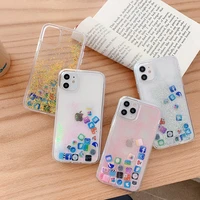 cute apps icon shell glitter tpupc phone cases for iphone 12 pro max xs 7 8 plus xr x 11 se 2020 dynamic liquid quicksand cover