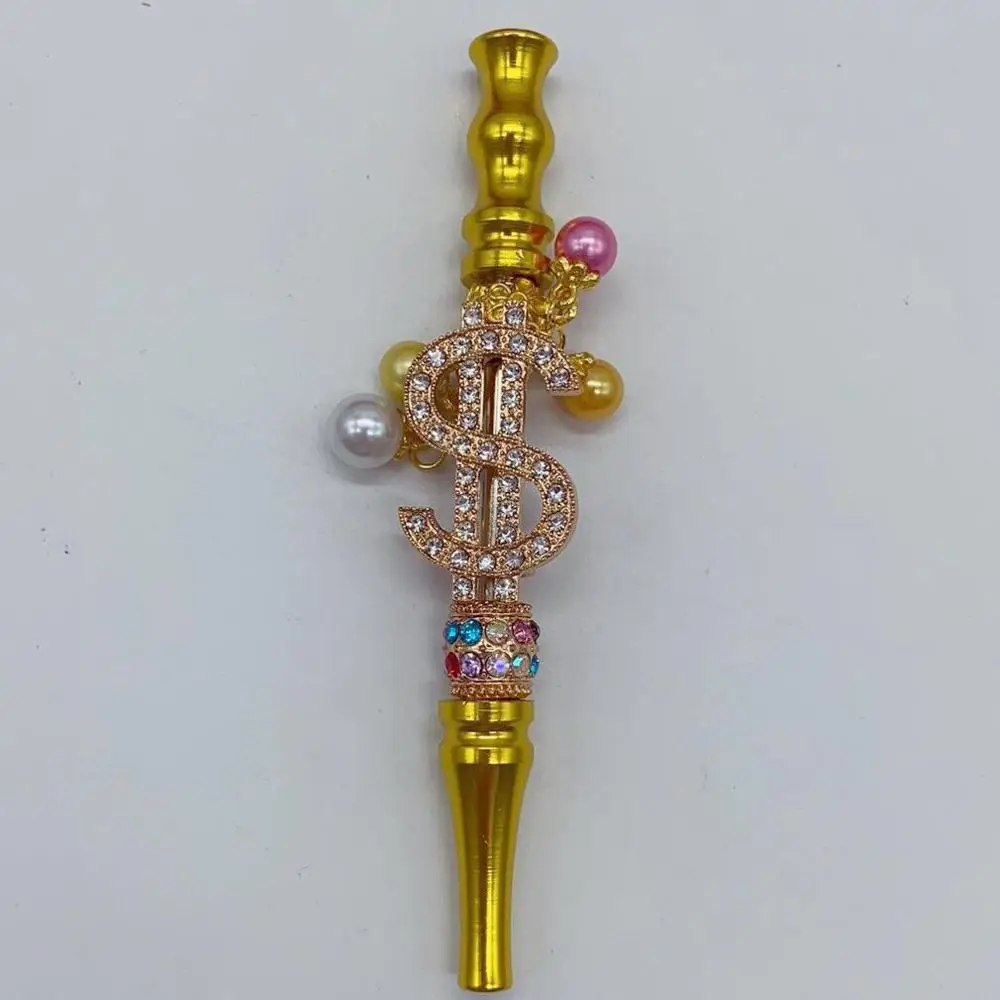 

10pcs New design Money Shape Handmade Inlaid Jewelry Alloy Shisha Hookah Mouth Tips Mouthpiece hookah Tip with gift bag