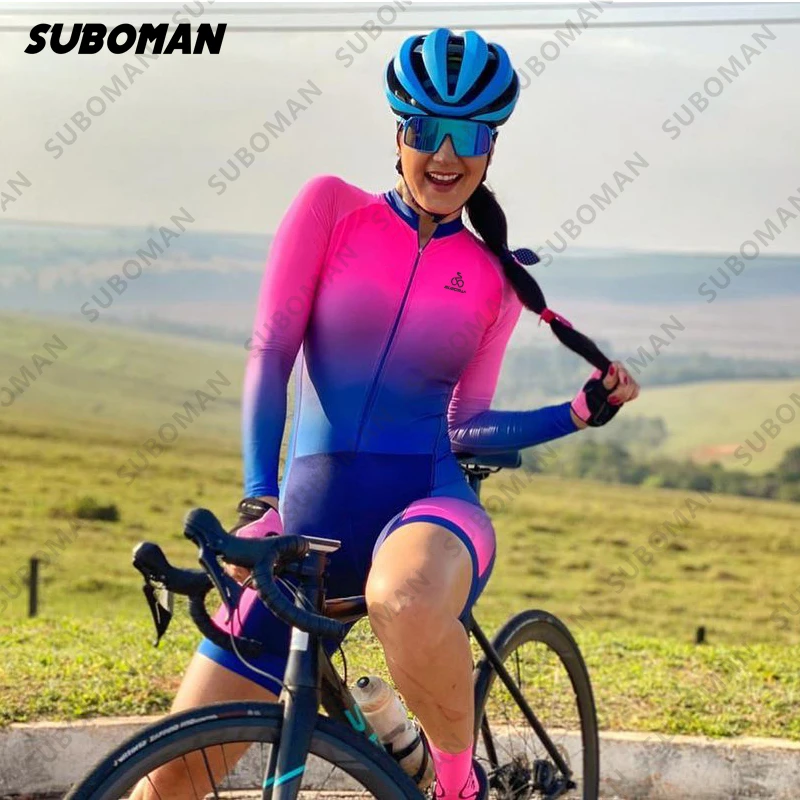 

2021 SUBOMAN Ladies Fashion Temperament Ropa Ciclismo Summer Quick-drying 19D Gel Pad Riding MTB Bike Jersey One Piece Jumpsuit