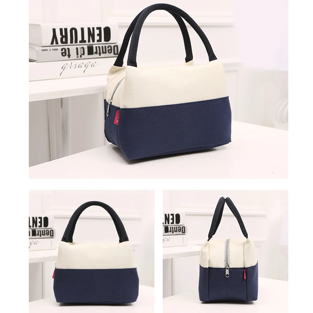 

Kitchen With Handle Leakproof Lunch Bag Office Travel Food Container Large Capacity Canvas Thermal Insulation Color Matching