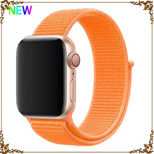 New Papaya 1 Ремешок для Apple Watch, ремешок для Apple Watch 5, 4, 44, мм, 42 мм, iwatch band 3, 2, 5, 42 мм, 38 мм, Спортивная петля, correa, нейлоновый ремешок для часов - Цвет ремешка: New Papaya 1