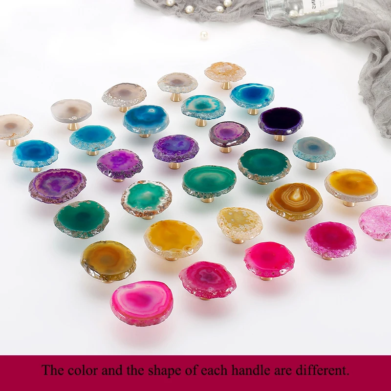 Цветная ручка из натурального агата грубая для резки камня выдвижных ящиков