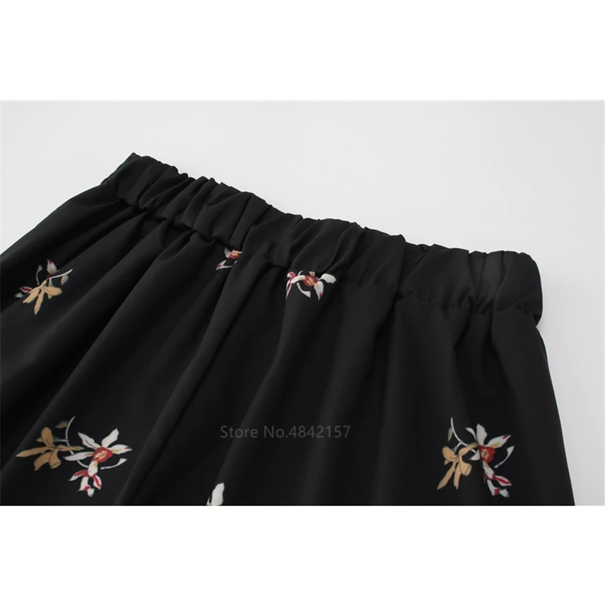 

2021 Women's Casual Loose Soft Elastic Waist Wide Leg Pants Drawstring Harajuku Japanese Kimono Crane Palazzo Cropped Trousers
