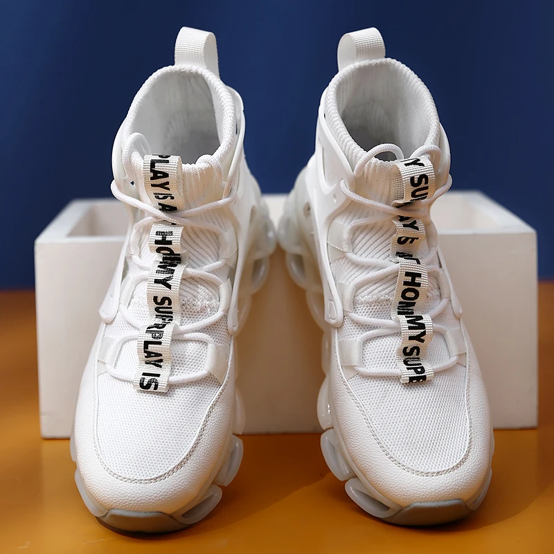 

Trendy Large Size Running Shoes Men Mesh Sneakers Unique Blade Sole High-quality Cushioning Outdoor Athletic Jogging Sport Shoes