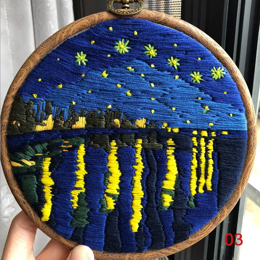 Kit de bordado de cuadro de Van Gogh para decoraci&oacute;n del hogar, bordado abstracto artesanal, punto de cruz, serie-5