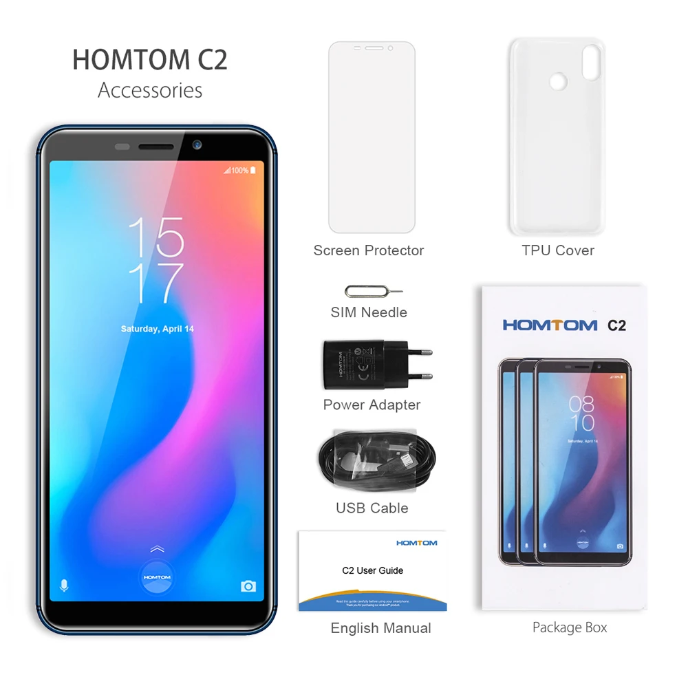 Оригинальная версия HOMTOM C2 Android 8,1 2+ 16GB мобильный телефон Face ID MTK6739 четырехъядерный 13 МП Двойная камера OTA 4G FDD-LTE смартфон