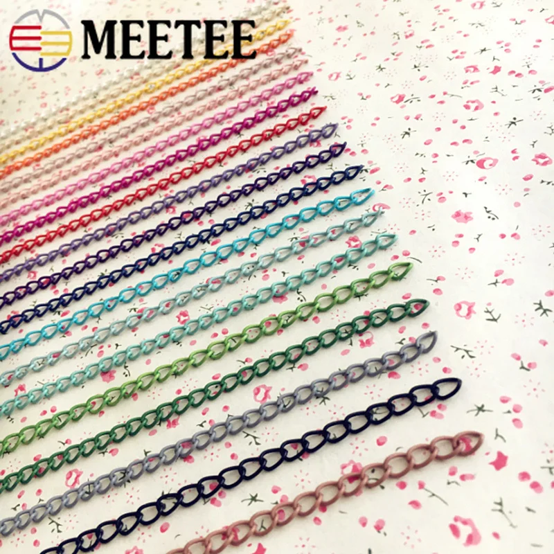 Meetee 5 метров 5*7 мм цветная металлическая плоская твист цепочка сумка ремешок