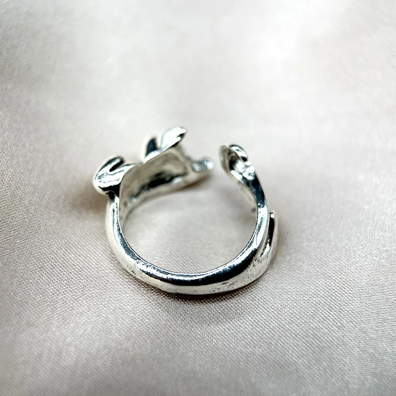

Ring kitty knuckle new hook line function cat series retro three-dimensional three-ring jewelry ring hook adjustable