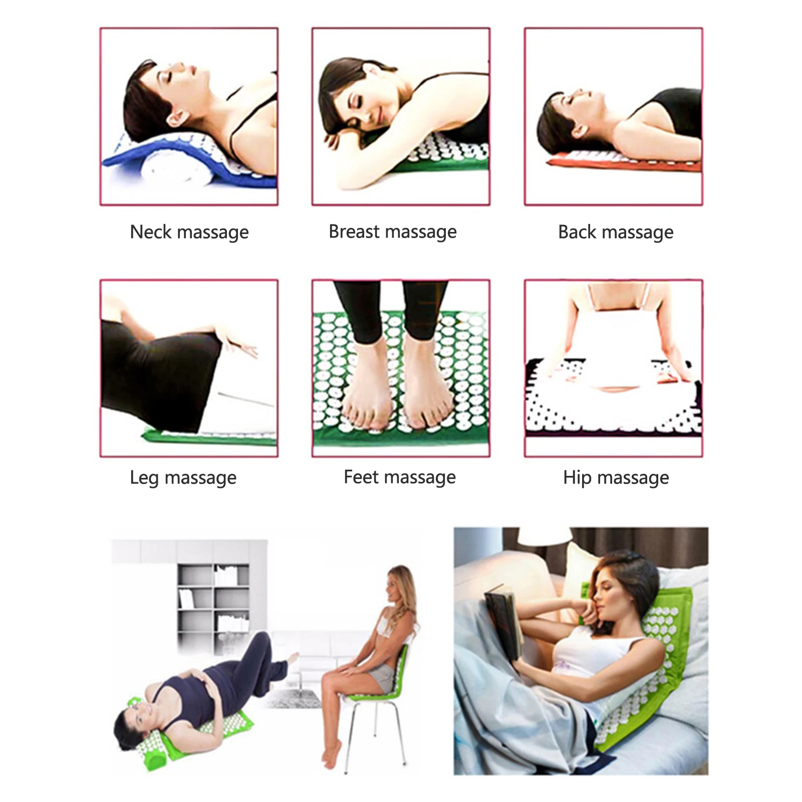 

68*42cm Acupuncture Massage Pad Yoga Mat Acupuncture Pad Fitness Mat Relieve Stress Back Body Pain Spike Home Massage Pad