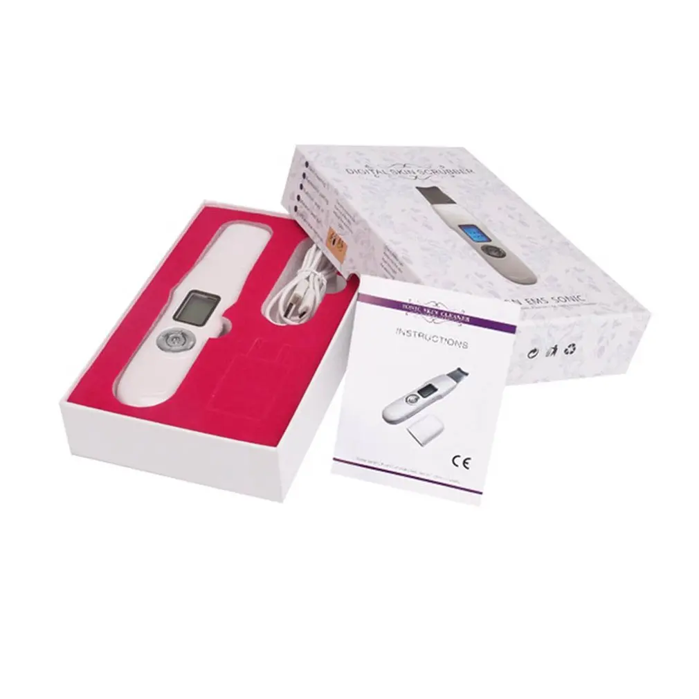 

USB Charging Skin ScrubberNew Multi-function Ultrasonic Household Micro Current Ion Import and Export Beauty Tool with box