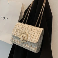 contrast color flap armpit bag winter new high quality woolen womens designer handbag chain shoulder messenger bag purses