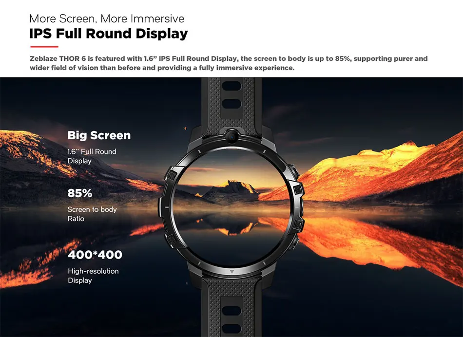 

Flagship Killer Zeblaze THOR 6 Smart Watch 4G Helio P22 Octa Core Processor 4GB+64GB Android10 Face Unlock GPS SmartWatch Phone