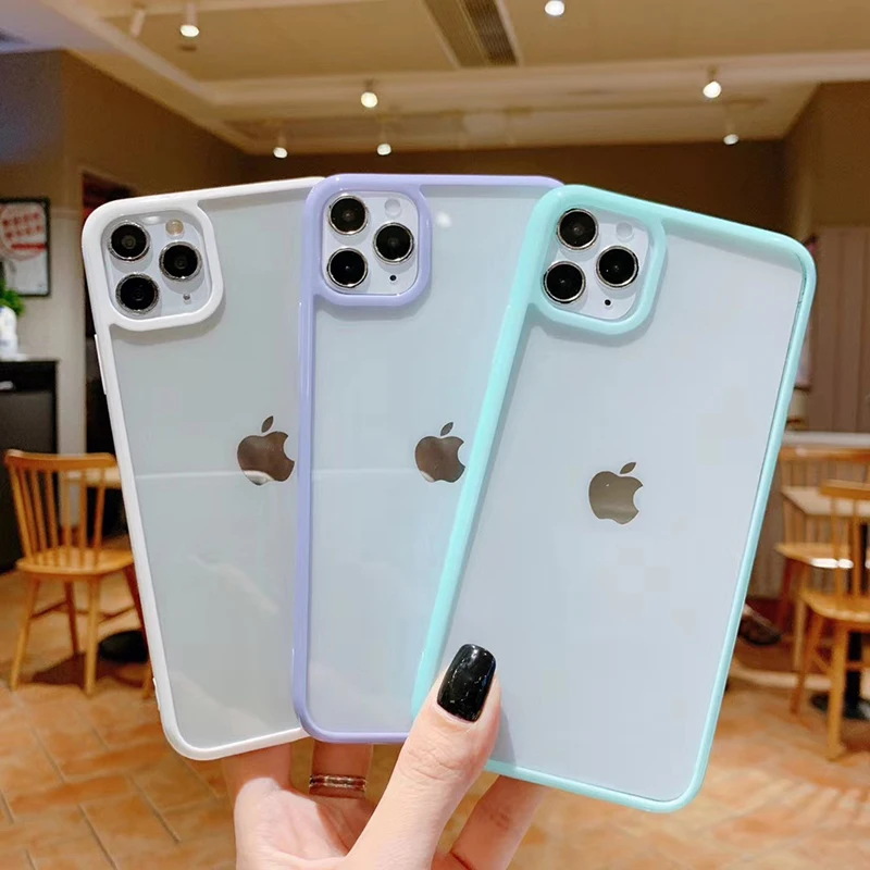 

Transparent Candy Color Phone Case For iphone 12 11Pro Max XS Max X XR 8 7 6S 6 Plus Cover Fashion Anti Knock silicone Case