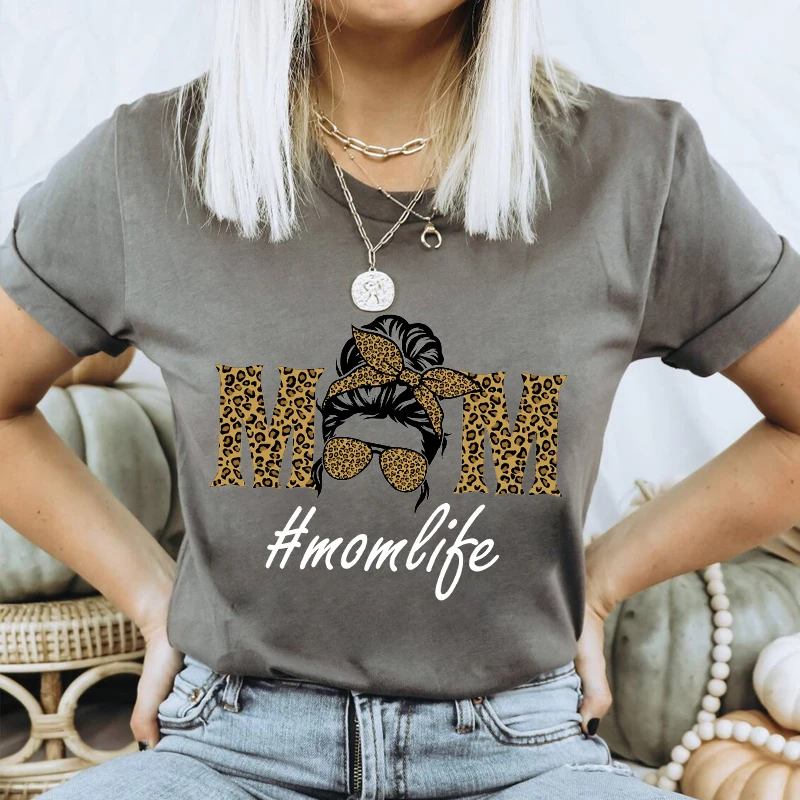 Женская модная прическа с коротким рукавом Повседневная футболка принтом