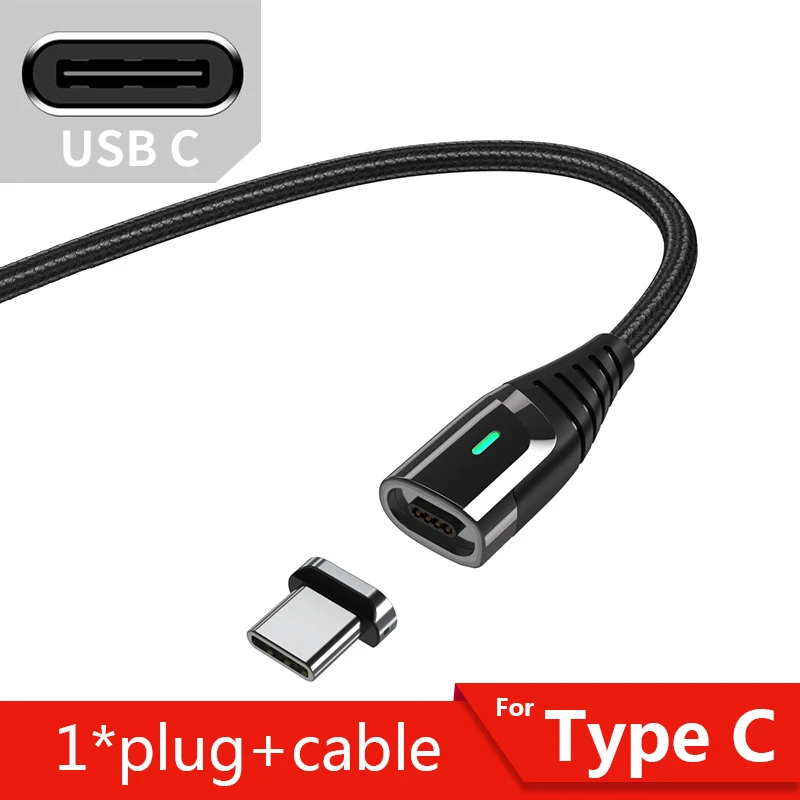 Новое магнитное зарядное устройство Micro USB кабель для iPhone samsung провод для быстрого заряда Шнур usb type C type-C магнитные кабели для мобильных телефонов - Цвет: Black Type C Cable
