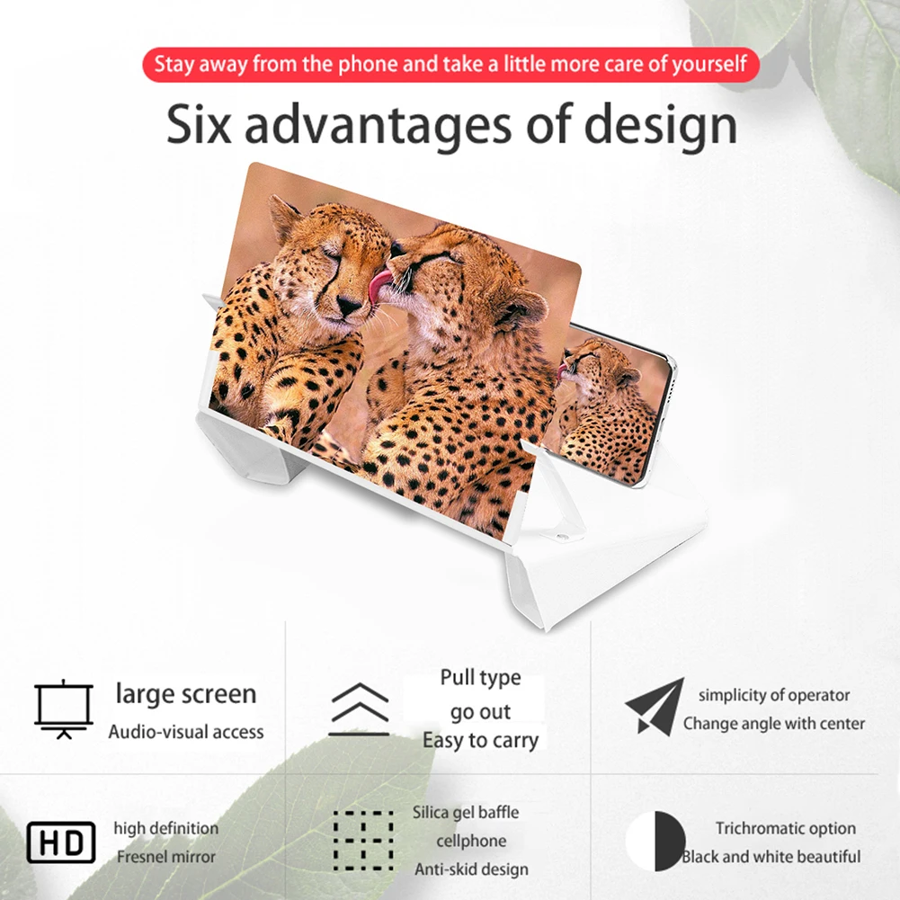 

12 inch 9D Phone Screen Amplifier Holder Video Magnifier Foldable HD Movie Mobile Phone Magnifying Glass Desk Bracket