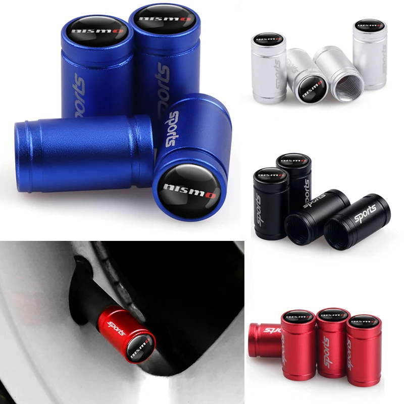 

Car Styling 4PC New Sport nismo Emblem Wheel Tire Valve Stem Air Caps For Nissan Tiida Teana Skyline Juke X-Trail Almera Qashqai