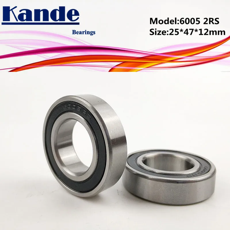 

6005RS Bearing 2pcs ABEC-5 High quality 6005 2RS Single Row Deep Groove ball bearing 6005-2RS 25x47x12 mm