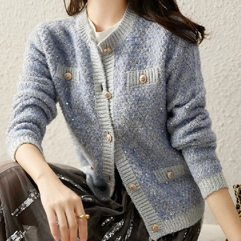 

Кардиган женский вязаный, однобортный, с длинным рукавом