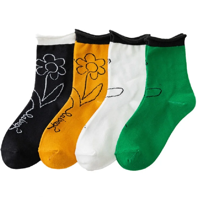 Цветки карамельных цветов женские носки новые модные в японском и корейском