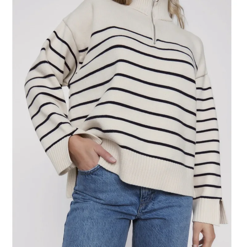 

Свитер женский вязаный Асимметричный с длинным рукавом, на молнии