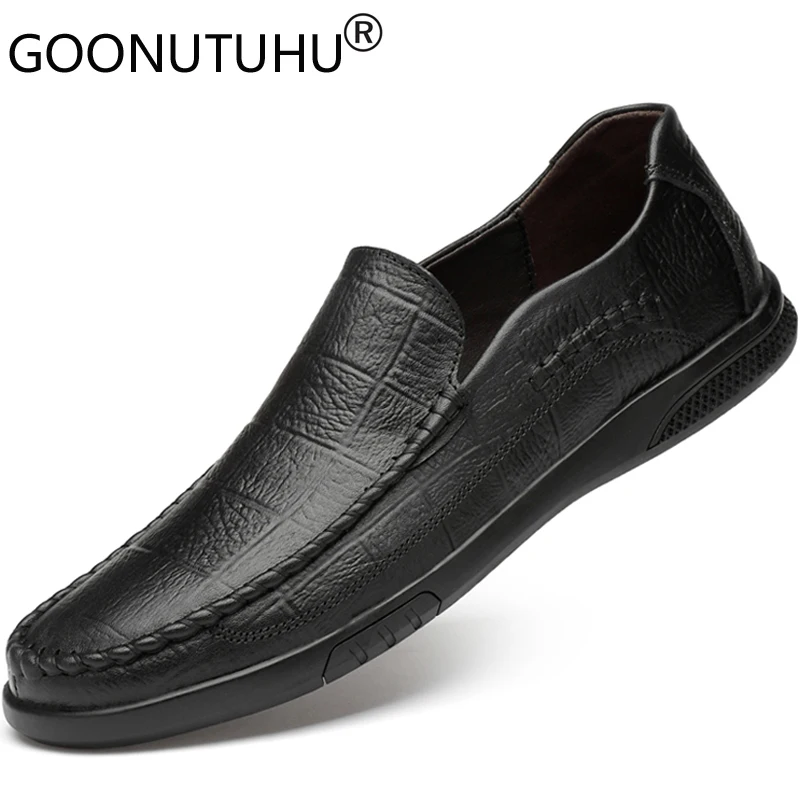 

Fashion Men's Shoes Casual Genuine Leather Male Loafers Cowhide Classic Brown Black Slip On Shoe Man Flats Driving Shoes For Men
