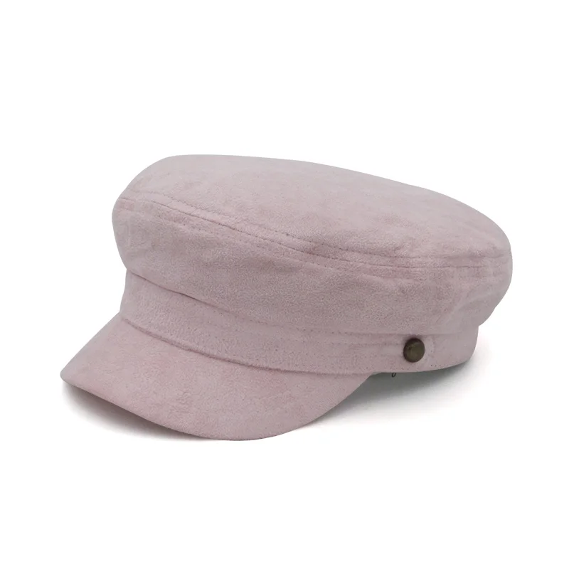 Зимние береты шапка для женщин фиолетовый берет из искусственной замши шапки