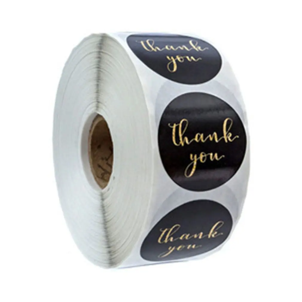 

Roll Dyed Hot Gold Stamping Thank You Sticker Label 2 Inch Round Copper Plate Self-Adhesive Material Gift Decoration