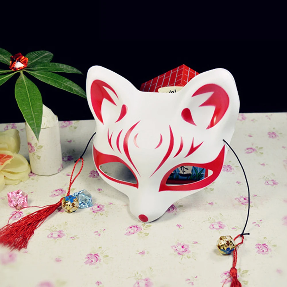 

Japanese Style Anime Fox Half Face-masks Fun Cospaly Halloween Masquerade Carnival Festival Makeup Performance Adult Party Mask