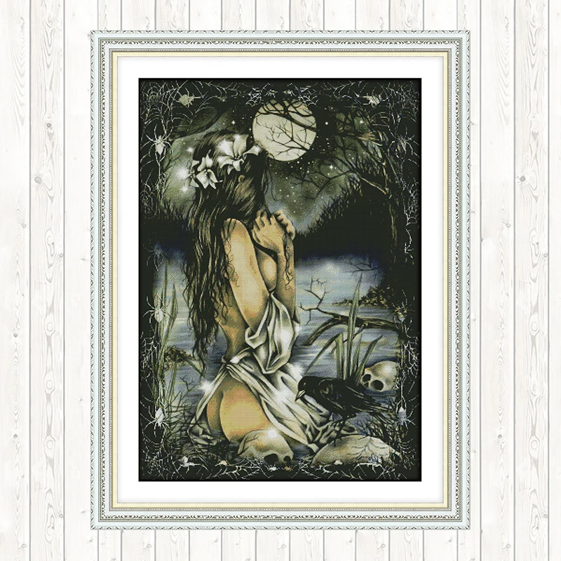 Набор для рукоделия женщины и полнолуние набор из хлопковой нити вышивки