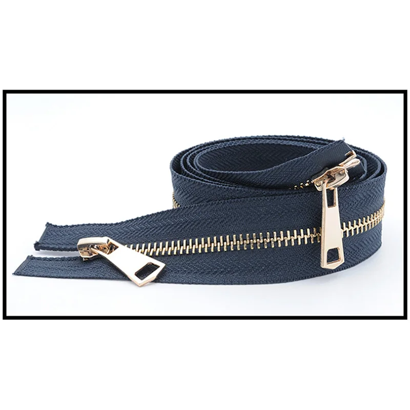 gold-navy blue Meetee 120 см 5# Металлические молнии двойной слайдер открытый конец молнии DIY Швейные Инструменты пуховик пальто одежда портной ремонт аксессуары - Цвет: gold-navy blue