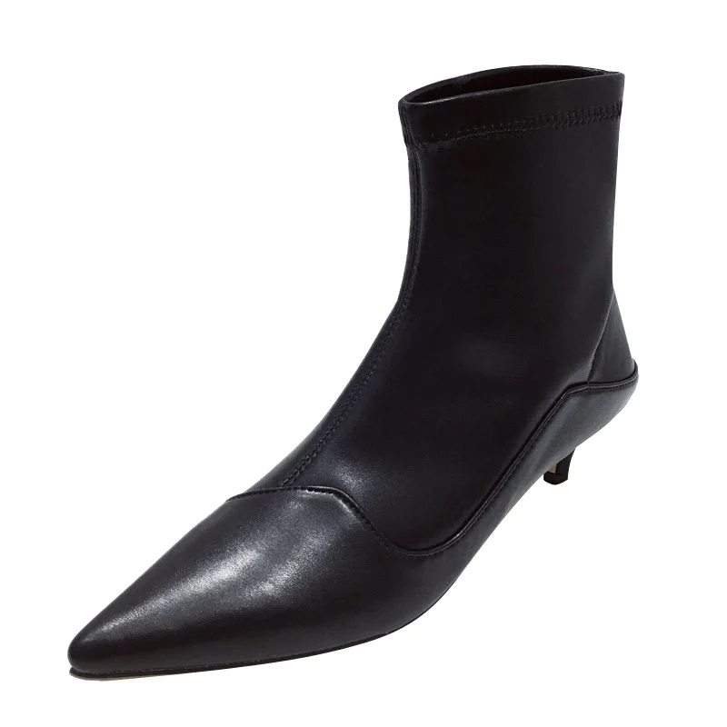 Bootee/женские ботинки г. Обувь с острым носком женские ботинки Martins на низком каблуке со шнуровкой женские ботильоны на резиновой подошве с острым носком