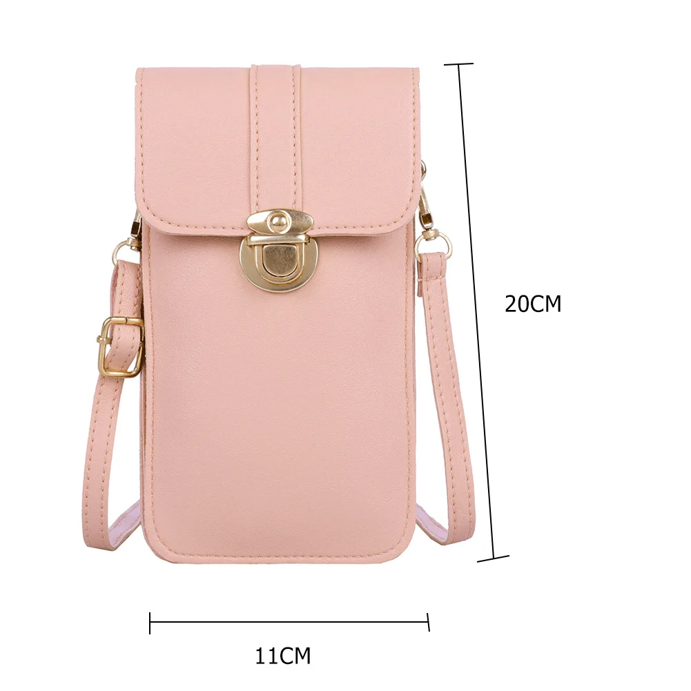 

Fashion Women Touch Screen Mobile Phone Pouch PU Splicing PVC Crossbody Bag