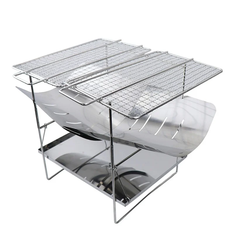 

Stainless Steel Camping Stove Barbecue Cooking Rack Foldable Charcoal BBQ Grill Holder Set Portable Outdoor Picnic Gear