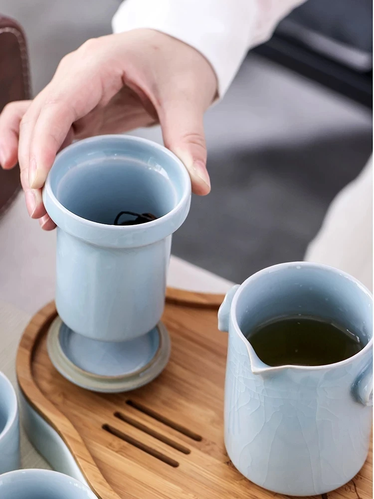 Керамический роскошный чайный набор китайский портативный дорожный чайник