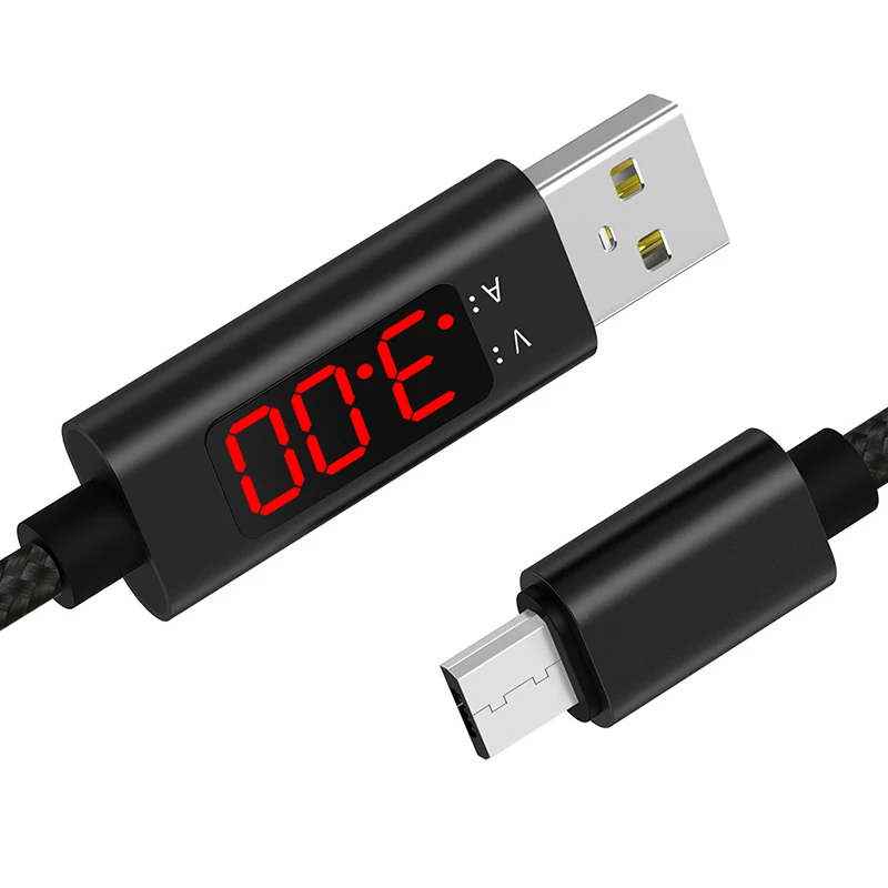 3A напряжение тока дисплей нейлоновая оплетка микро USB быстрая зарядка кабель для SAMSUNG S7 S6 Edge XIAOMI Redmi 6A Note 6 Pro 5A 4X - Цвет: Черный