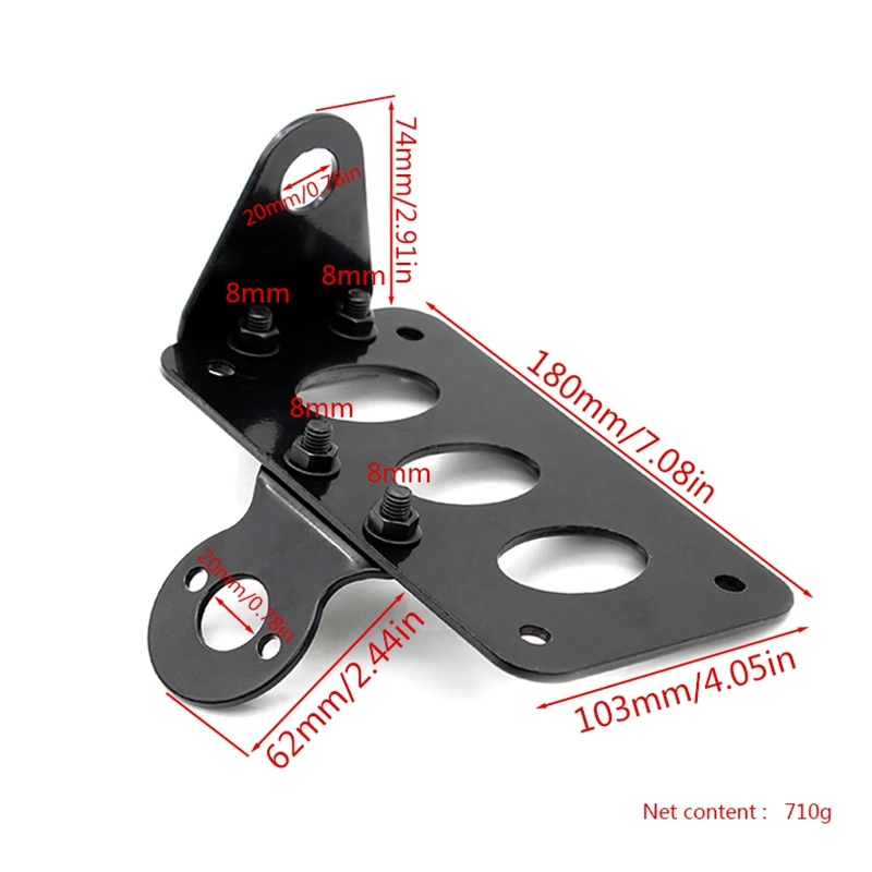 Черный мотоцикл боковое Крепление номерного знака Кронштейн поплавок Чоппер