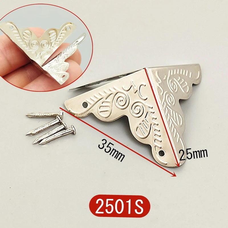 

8 шт., декоративные античные латунные углы для мебели, 31 мм + Гвозди