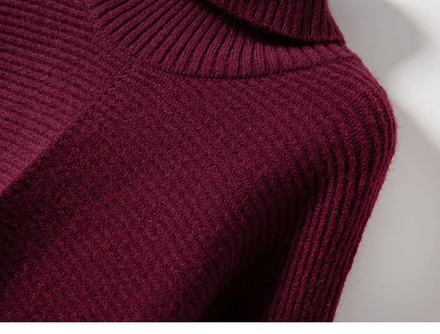 

Women Turtleneck Knitted Sweater Lady Casual Stripes Loose Long Sleeve Knitwear Female Pullover Top Jumper 2021 New
