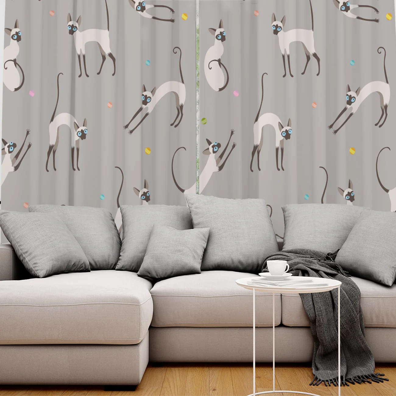 Cartoon Cute Cat Window Curtains for Living Room Decorative Items | Дом и сад