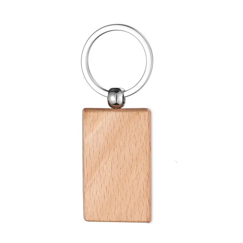 200pcs Party Favor Blank Circle Square Rectangle Shaped Wooden Keychain