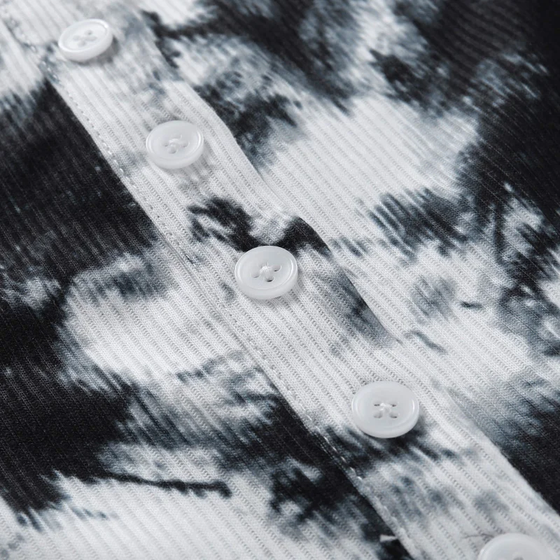 

Hot Sale Women Flower Printed Tie-dye Button Cardigan Light Casual Soft Slim-fit Sexy Top for Spring Fall Travel Coat