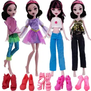 1 комплект, платье, юбка, штаны, джинсы, брюки, повседневная одежда, сандалии на высоком каблуке, аксессуары, Одежда для кукол Monster High, игрушки
