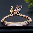Циркон женские регулируемый браслет, очаровательные дамские раздвижная застежка-бабочка блестящими камнями цвета розового золота цветные украшения
